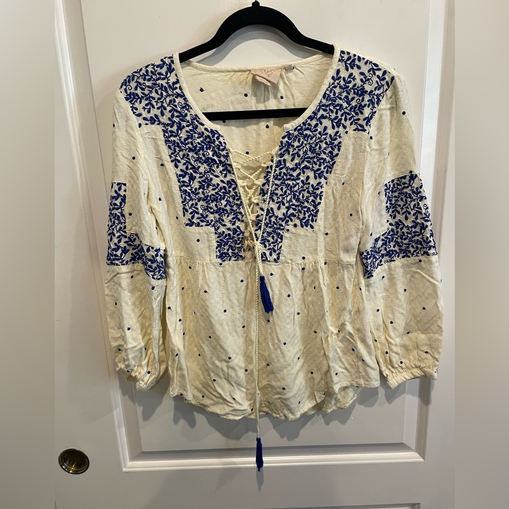 Anthropologie Vanessa Virginia Libra Embroidered Blouse | sz 4